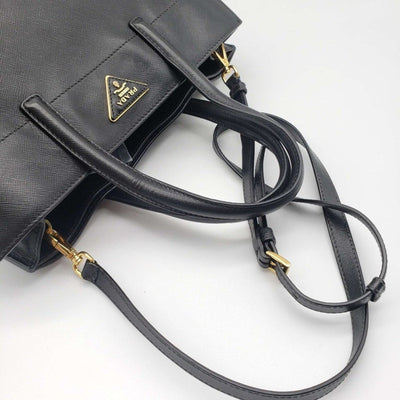 Prada Saffiano Triple Pocket Nero Black Shoulder Bag lux585 - 100125 - Luxury Cheaper LLC