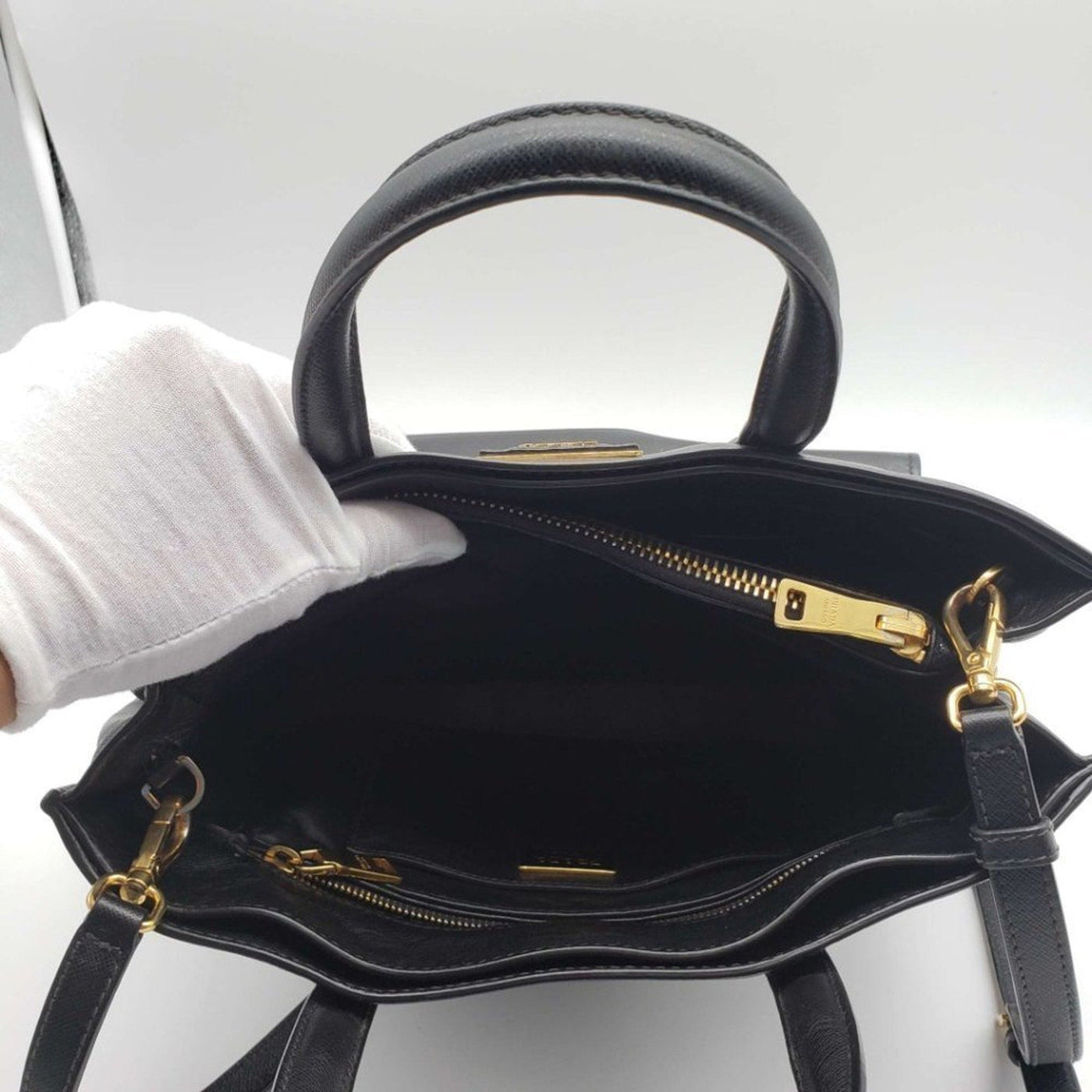 Prada Saffiano Triple Pocket Nero Black Shoulder Bag lux585 - 100125 - Luxury Cheaper LLC