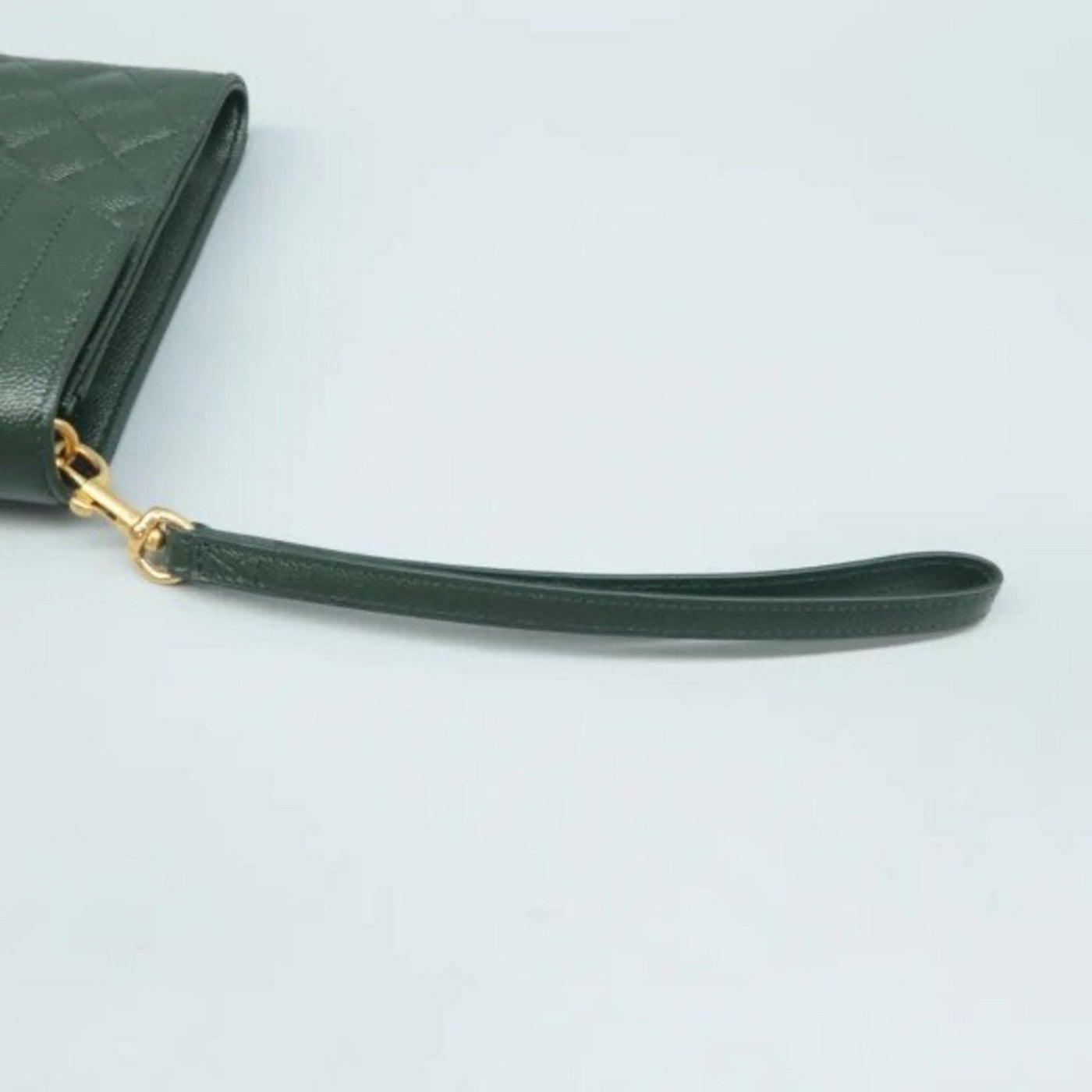 SAINT LAURENT Envelope Green Leather Clutch Bag - Luxury Cheaper LLC