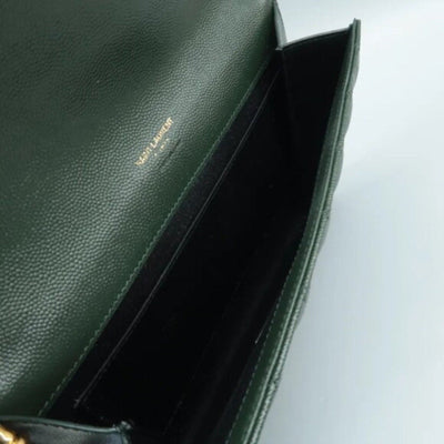 SAINT LAURENT Envelope Green Leather Clutch Bag - Luxury Cheaper LLC