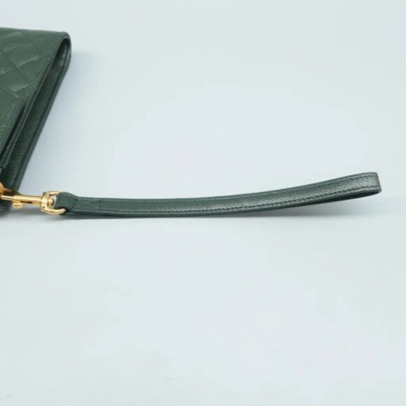 SAINT LAURENT Envelope Green Leather Clutch Bag - Luxury Cheaper LLC