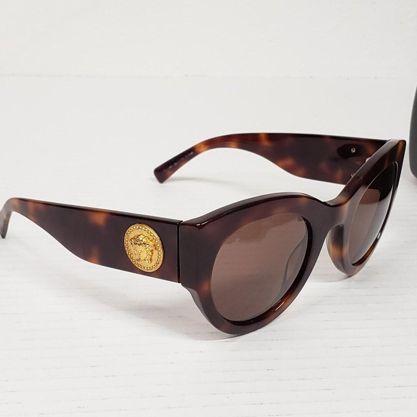 Versace VE4353 Tribute Sunglasses W/ Brown Tortoise Acetate Frame and Dark Brown - Luxury Cheaper LLC