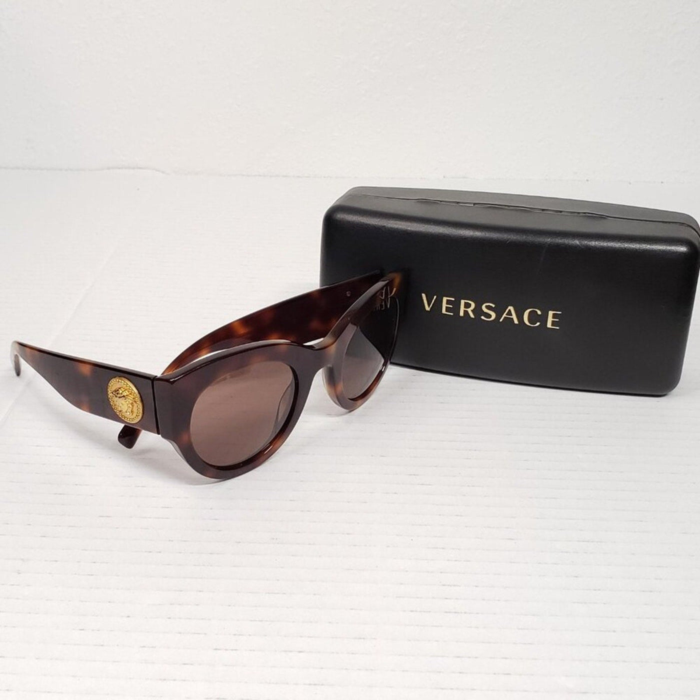 Versace VE4353 Tribute Sunglasses W/ Brown Tortoise Acetate Frame and Dark Brown - Luxury Cheaper LLC