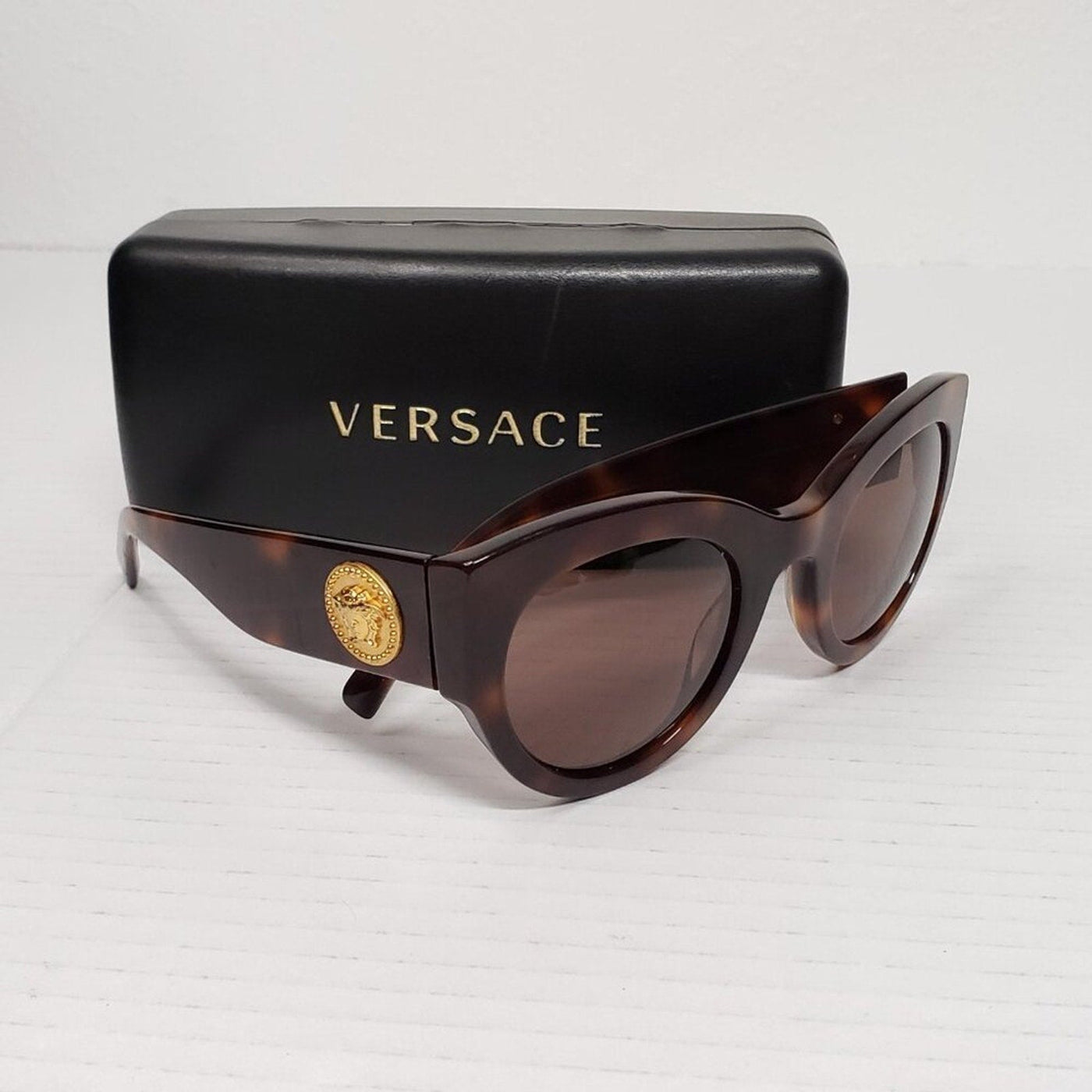 Versace VE4353 Tribute Sunglasses W/ Brown Tortoise Acetate Frame and Dark Brown - Luxury Cheaper LLC