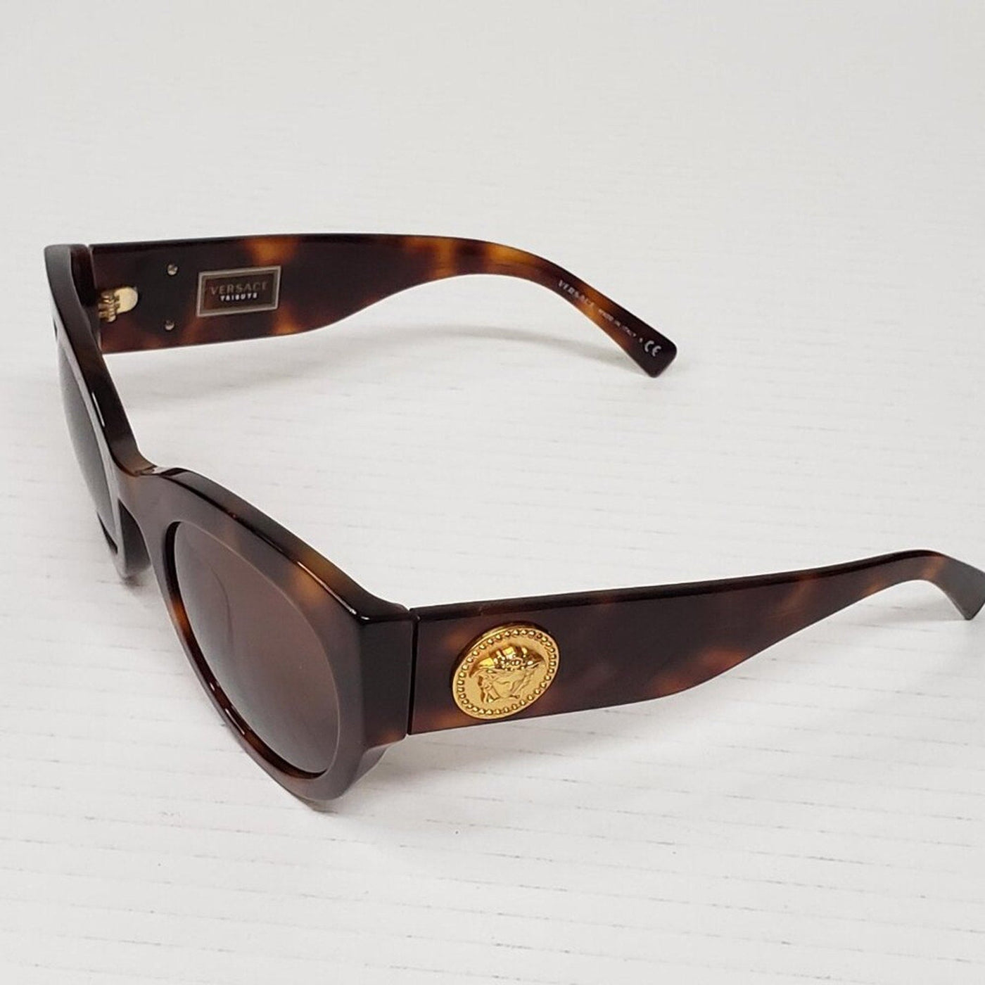 Versace VE4353 Tribute Sunglasses W/ Brown Tortoise Acetate Frame and Dark Brown - Luxury Cheaper LLC