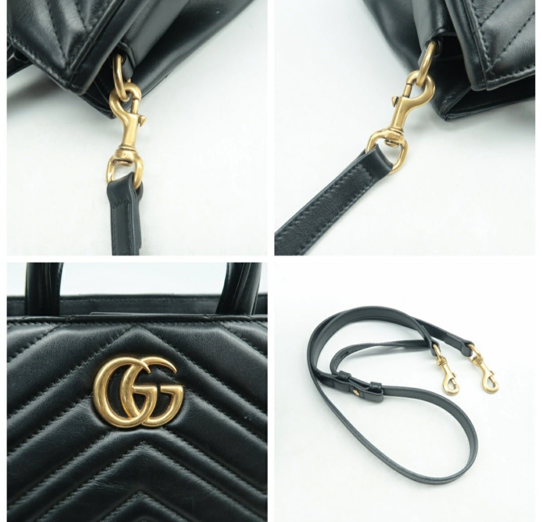 100% Authentic GUCCI Black GG Marmont Leather Shoulder bag - Luxury Cheaper