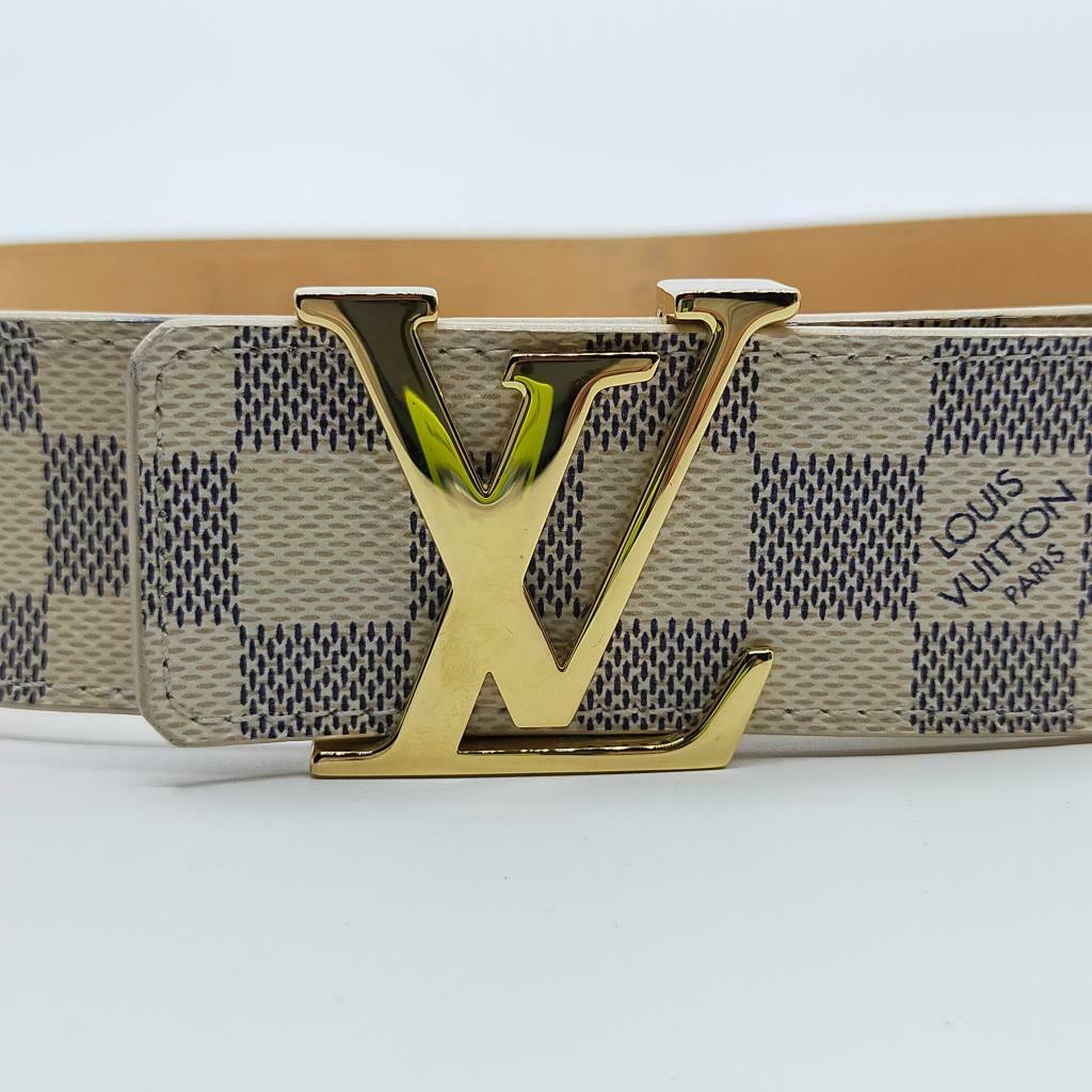 Authentic Louis Vuitton Damier Azur Gold Buckle Belt - Luxury Cheaper