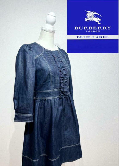 Authentic Pole Burberry Blue Label Race Nova Check Denim Dress - Luxury Cheaper