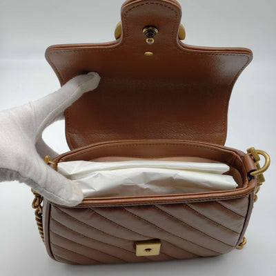 Brand New Gucci GG Mini Top Handle Brown Shoulder Bag - Luxury Cheaper