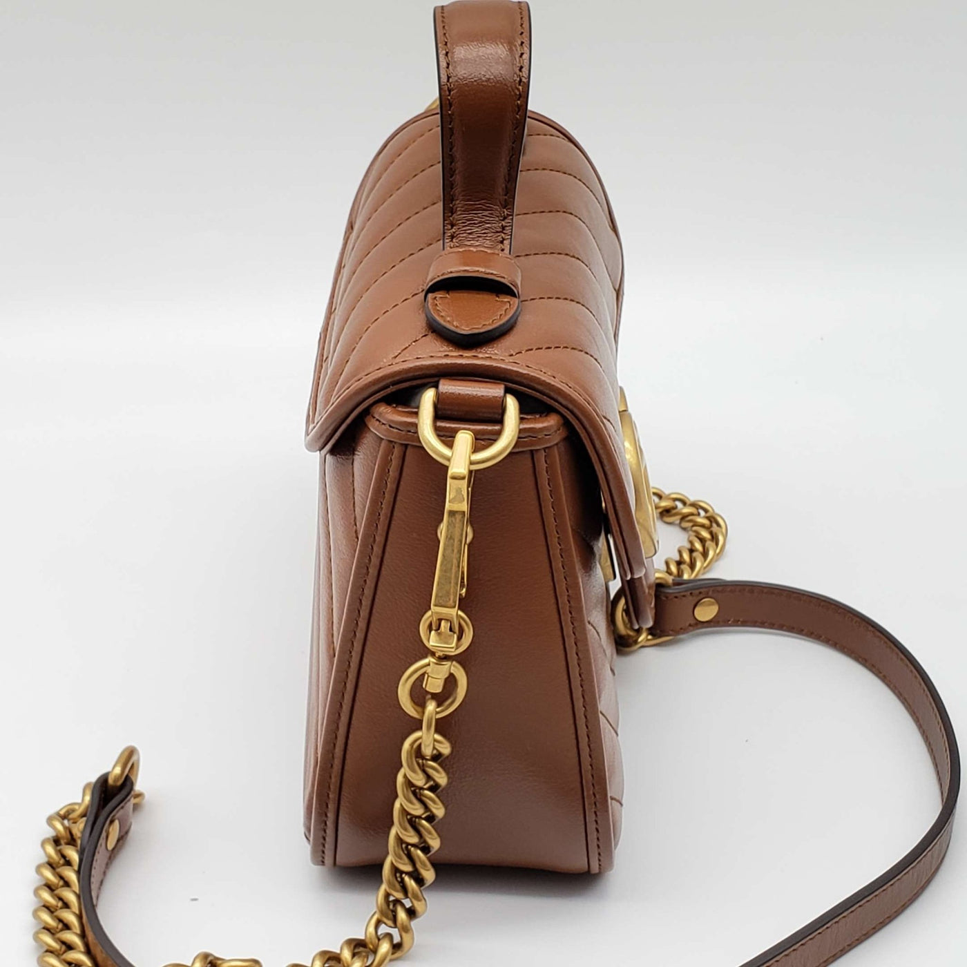 Brand New Gucci GG Mini Top Handle Brown Shoulder Bag - Luxury Cheaper
