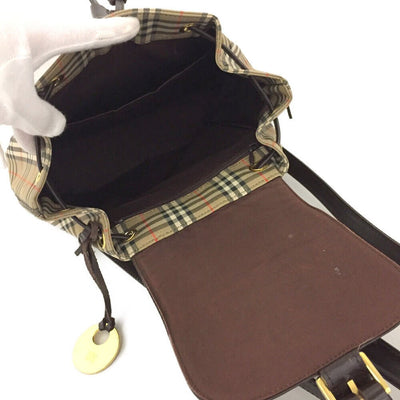 Burberry Nova Check Beige Canvas Leather Backpack Bag - Luxury Cheaper