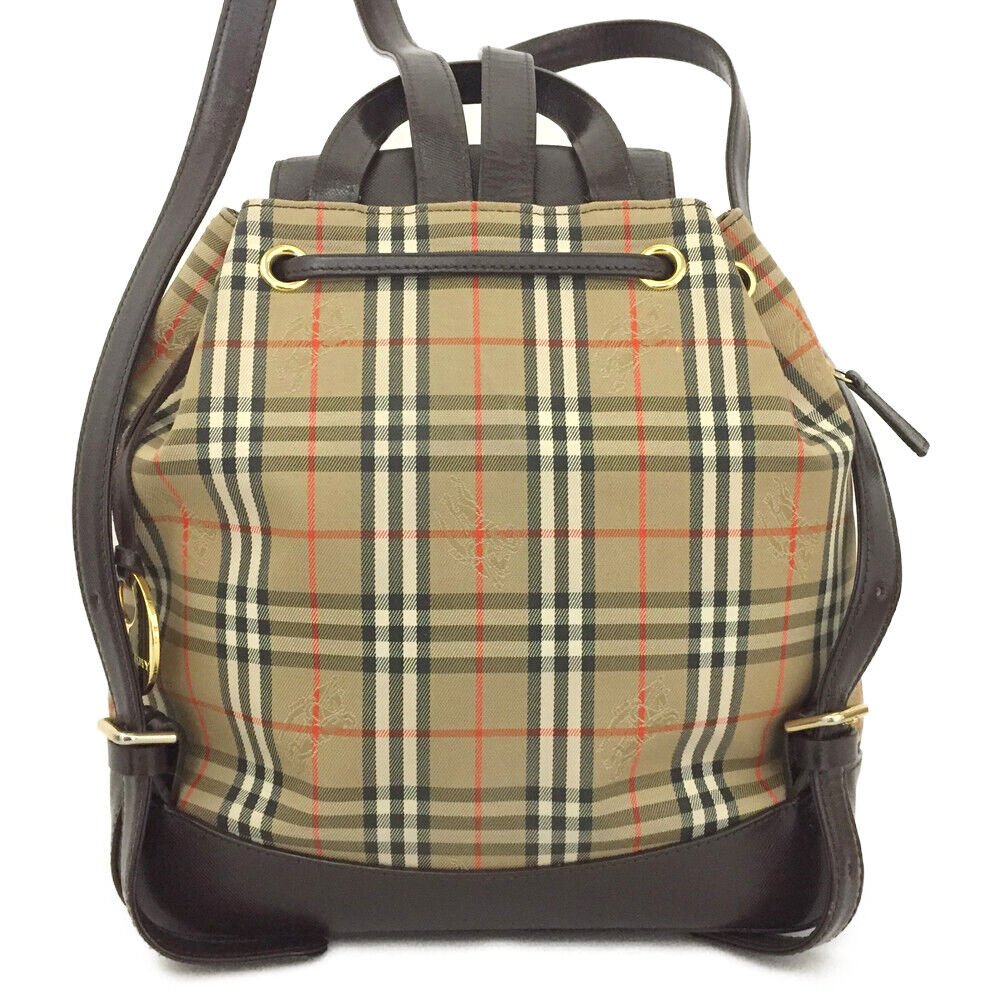 Burberry Nova Check Beige Canvas Leather Backpack Bag - Luxury Cheaper