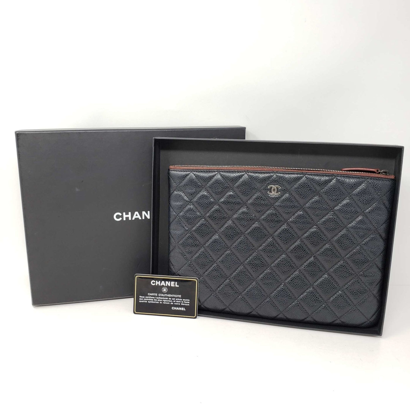 Chanel CC Caviar Quilted Cosmetic / Clutch Bag | Luxury Cheaper.