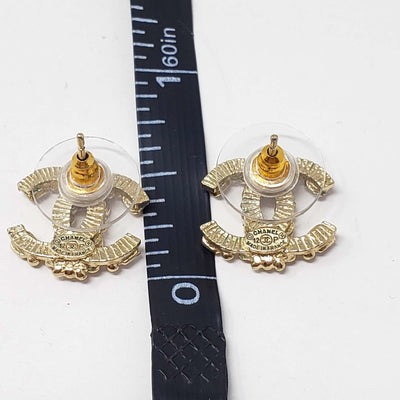 Chanel CC Goldish Earrings with stone - Luxury Cheaper