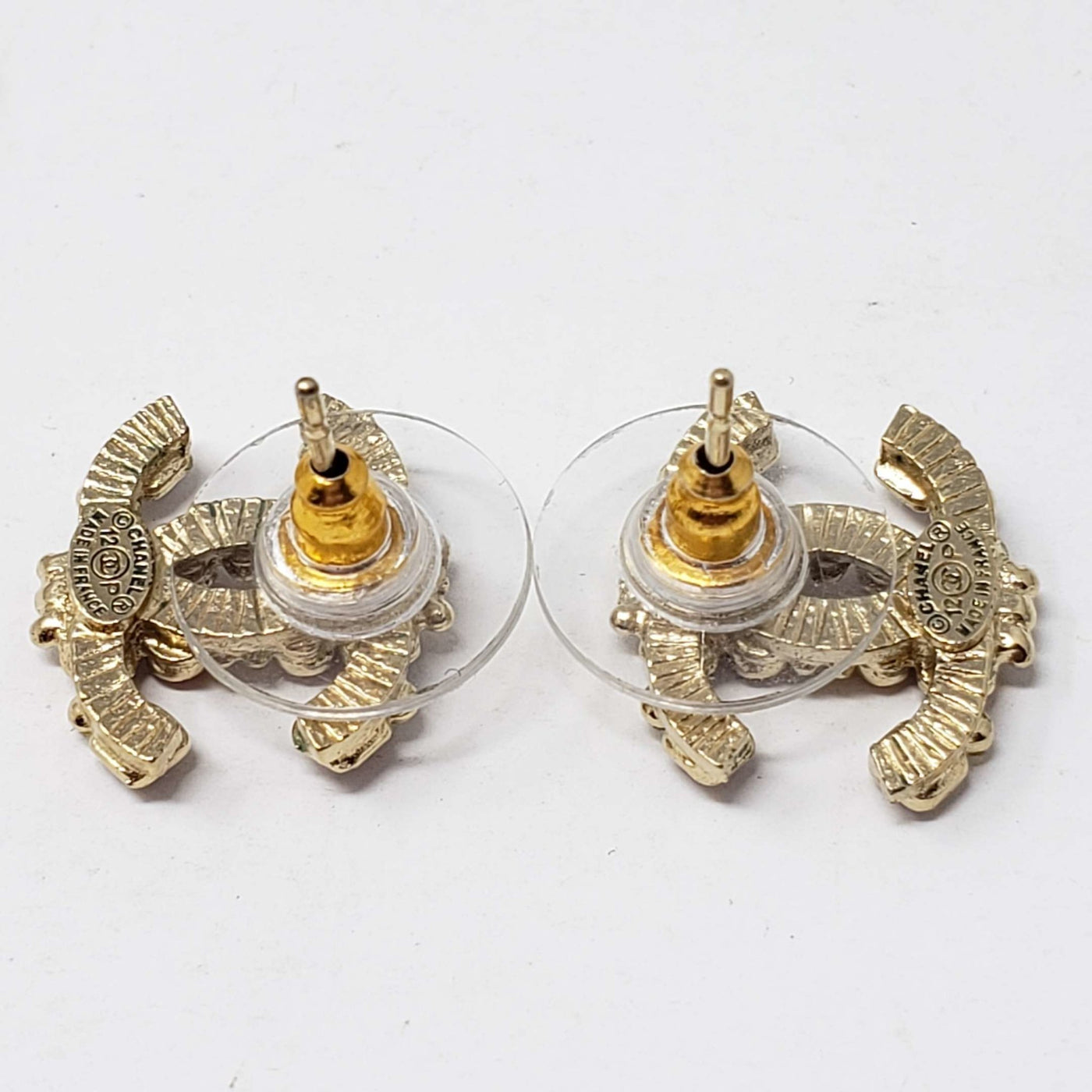 Chanel CC Goldish Earrings with stone - Luxury Cheaper