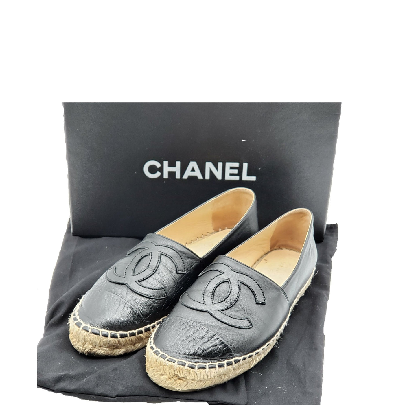 Chanel CC Lambskin Black Espadrille Shoes | Luxury Cheaper.