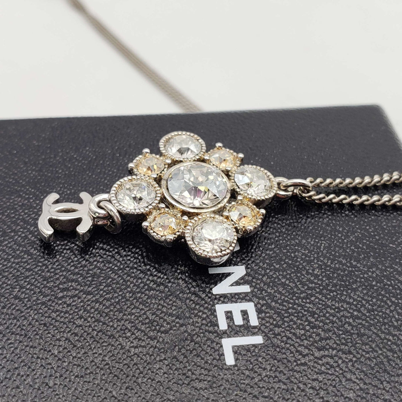 CHANEL CC with stone Necklace Silver Color - Luxury Cheaper