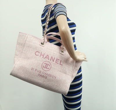 Chanel Pink Deauville Cloth Shoulder Bag - Luxury Cheaper