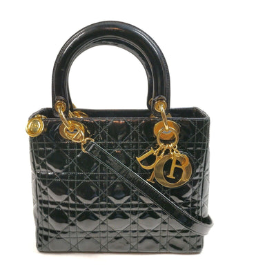 Christian Dior Black Enamel Hand Bag - Luxury Cheaper