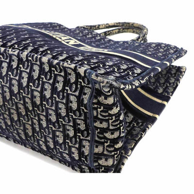 Christian Dior Oblique Book Large Velvet Navy Tote Bag - Luxury Cheaper