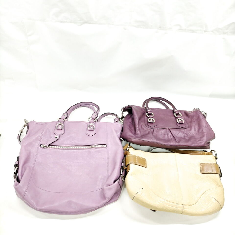 Coach Shoulder Bag 3 pieces set Leather Purples Leather - Luxury Cheaper