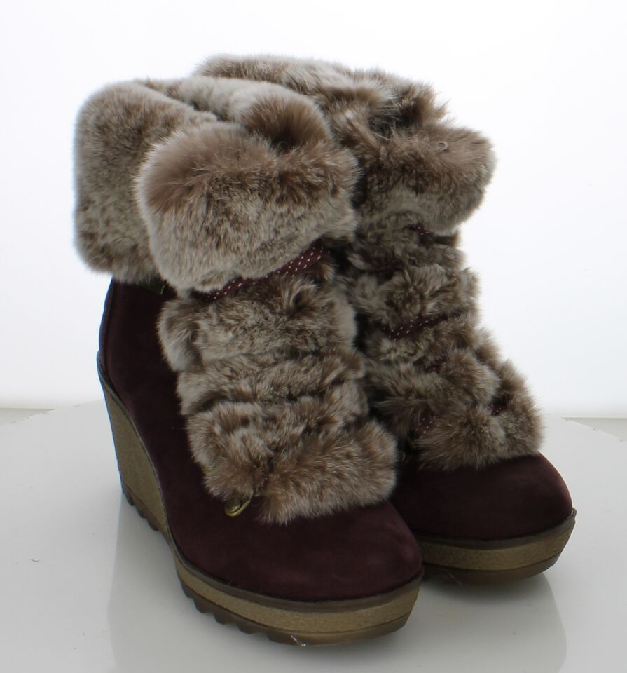 Cougar Penelope Genuine Fur Trim Burgundy Waterproof Boots - Luxury Cheaper