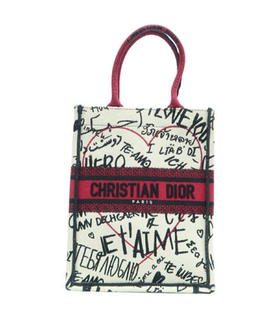 Dior Book Tote White/Red Cloth Tote Bag - Luxury Cheaper