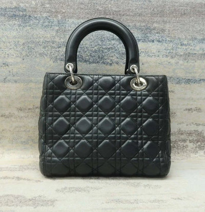 DIOR Medium Lady Black Lambskin Leather Satchel Bag - Luxury Cheaper