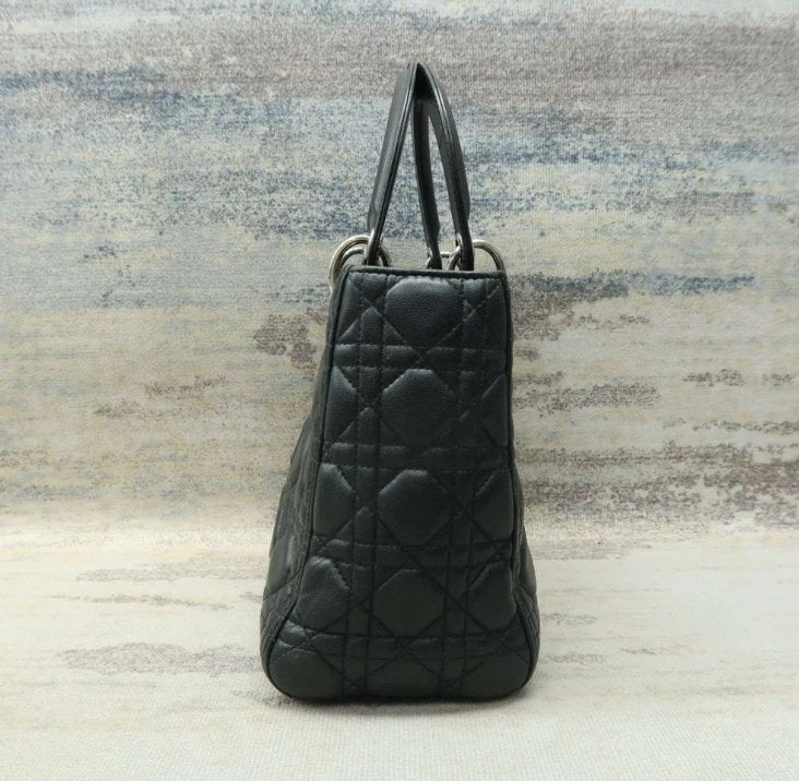 DIOR Medium Lady Black Lambskin Leather Satchel Bag - Luxury Cheaper
