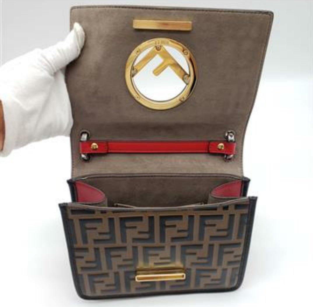 Fendi Bi-Color FF 1974 Embossed Small Kan Shoulder Bag - Luxury Cheaper