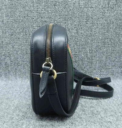 Gucci Bee Camera Black Leather Cross Body Bag - Luxury Cheaper