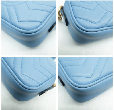 GUCCI Blue GG Marmont Leather Shoulder Bag - Luxury Cheaper