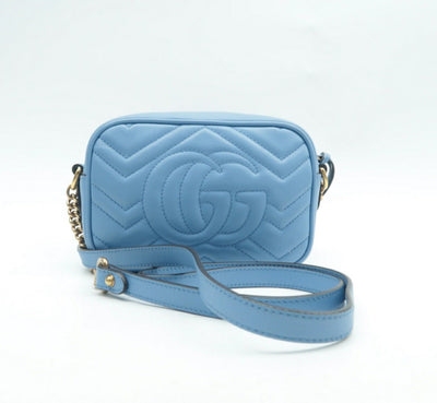 GUCCI Blue GG Marmont Leather Shoulder Bag - Luxury Cheaper