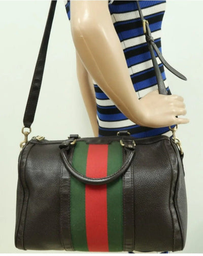 Gucci Boston Brown Leather Satchel Bag - Luxury Cheaper