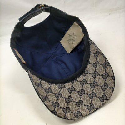 Gucci Cap GG Canvas Sherry Line Navy Blue Polyester - Luxury Cheaper