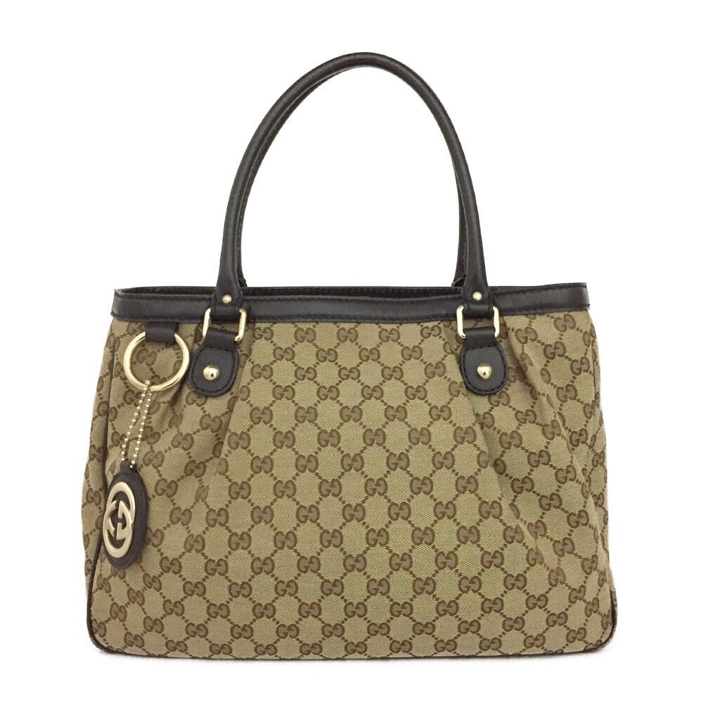 GUCCI GG Logo Beige Canvas Shoulder/Tote Bag - Luxury Cheaper