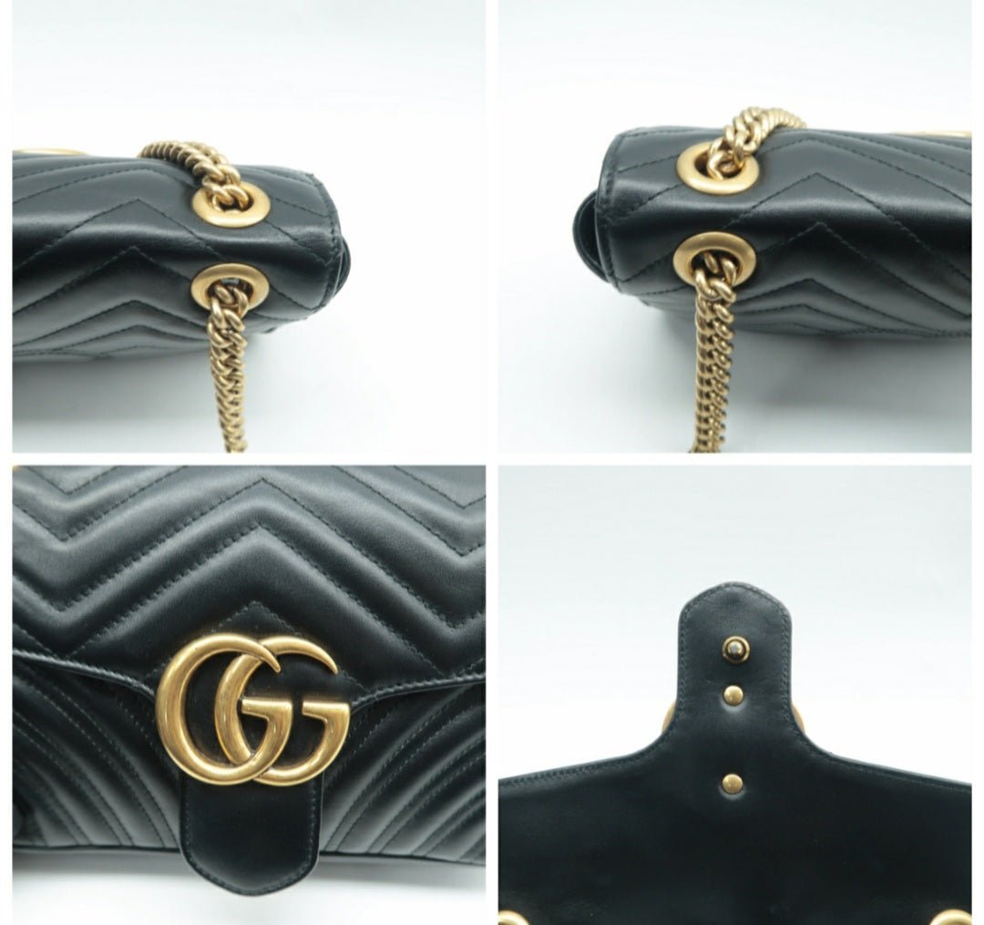 GUCCI GG Marmont Black Leather Shoulder Bag - Luxury Cheaper