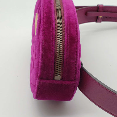 GUCCI GG Marmont Velvet Magenta Waist/Belt Bag - Luxury Cheaper