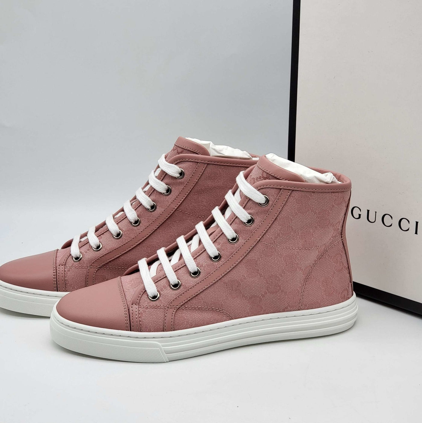 Gucci GG Miro Soft Pink & White Sneaker Shoes - Luxury Cheaper
