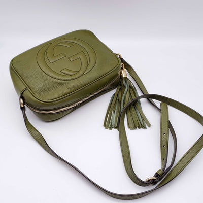 Gucci GG Soho Disco Camera Olive Green Crossbody Bag - Luxury Cheaper