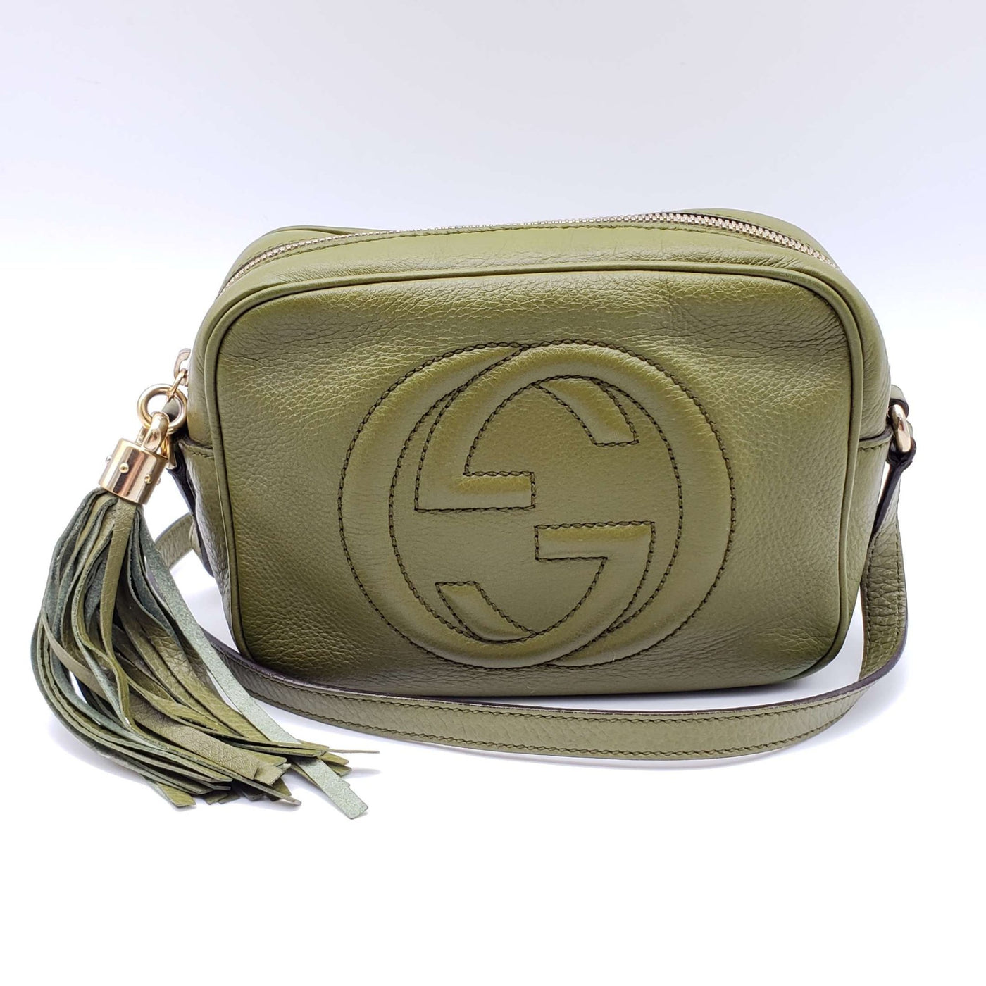 Gucci GG Soho Disco Camera Olive Green Crossbody Bag - Luxury Cheaper