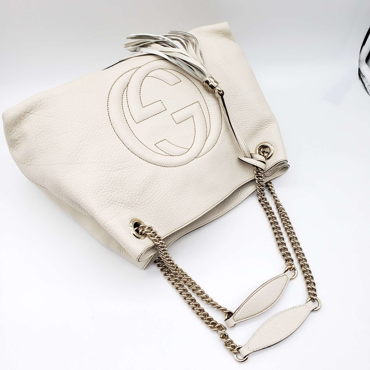 Gucci GG Soho on Chain Medium White Shoulder Bag - Luxury Cheaper