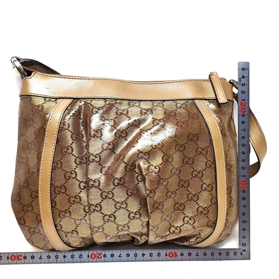 Gucci Gold Coated Canvas Crossbody Bag - Luxury Cheaper
