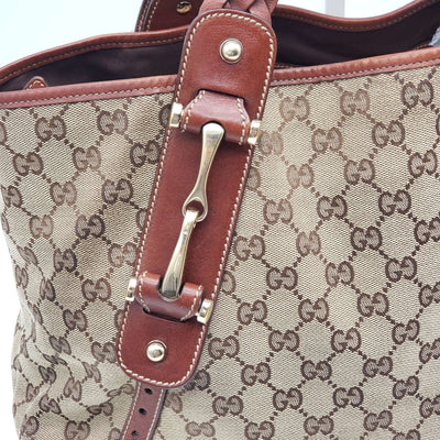 Gucci Leather and Canvas Brown Shoulder Bag - Luxury Cheaper