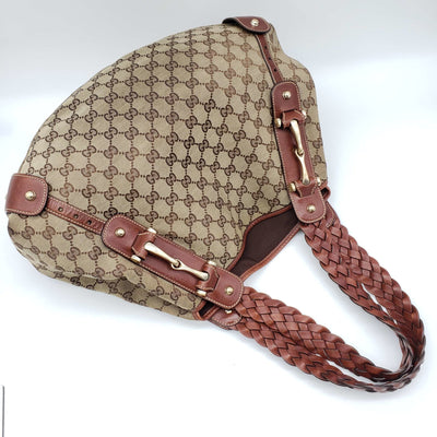 Gucci Leather and Canvas Brown Shoulder Bag - Luxury Cheaper