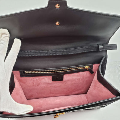 Gucci Sylvie Black Satin and Crystal Vintage Web Shoulder Bag - Luxury Cheaper