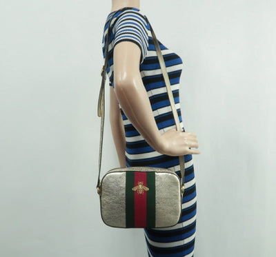 GUCCI Webby Bee Gold Canvas Shoulder Bag - Luxury Cheaper
