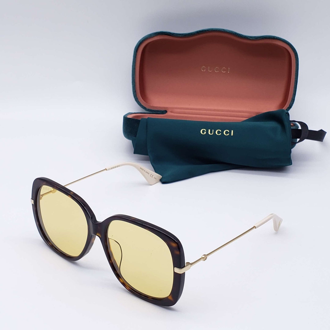 Gucci Yellow Rectangular Ladies Sunglasses Brand New - Luxury Cheaper