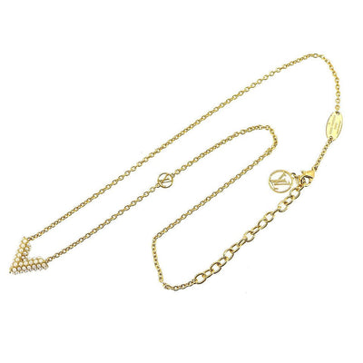 LOUIS VUITTON Essential V Pearl Motif Necklace Gold - Luxury Cheaper