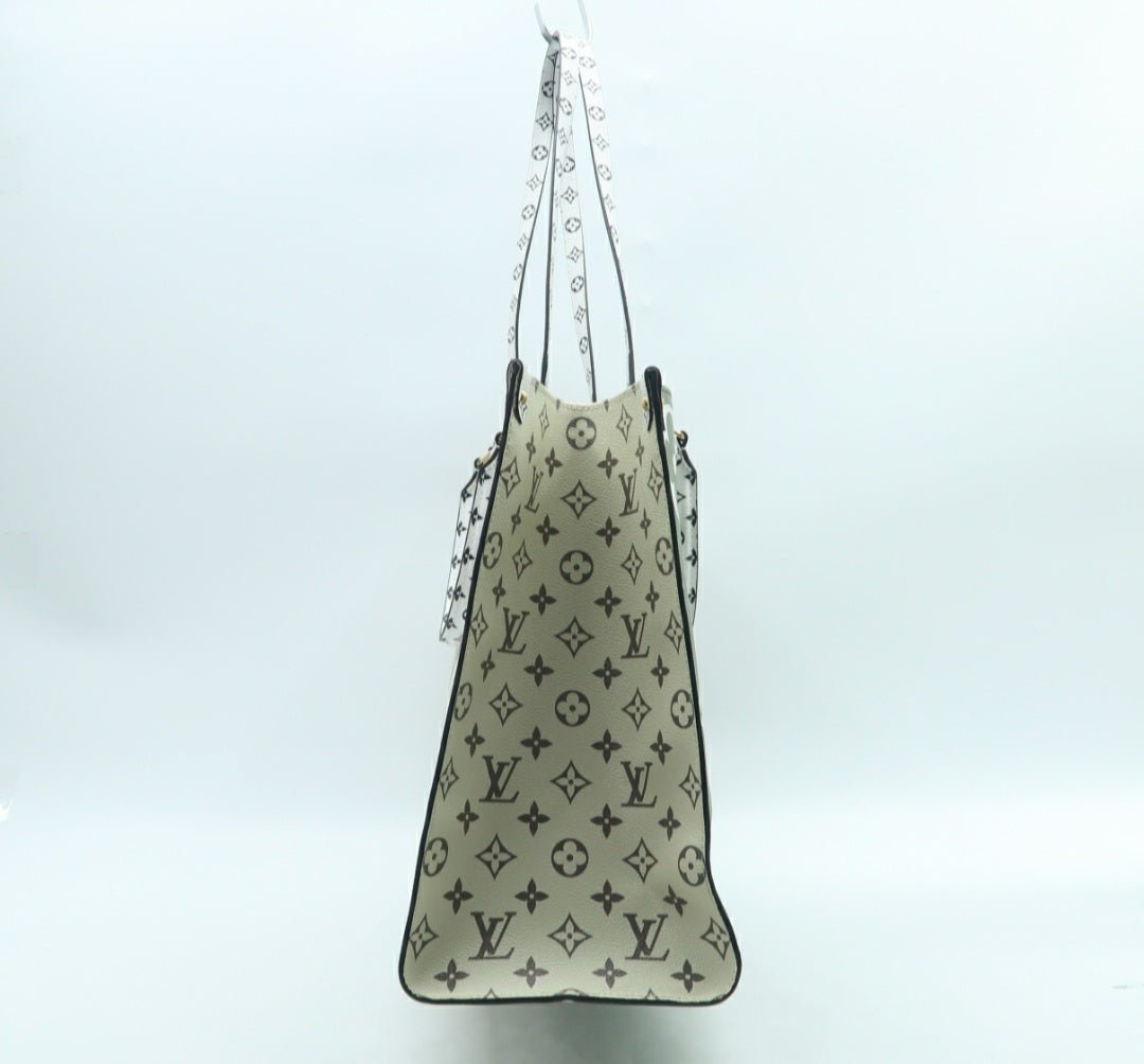 Louis Vuitton On the go White & Green Monogram Canvas Satchel Bag - Luxury Cheaper